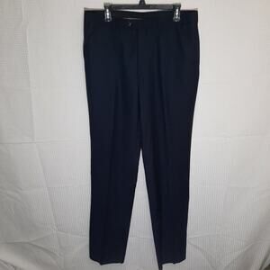 Marchatti Italy 36R Navy Dress Pants Flat Front Lined Trousers Polyester Rayon
